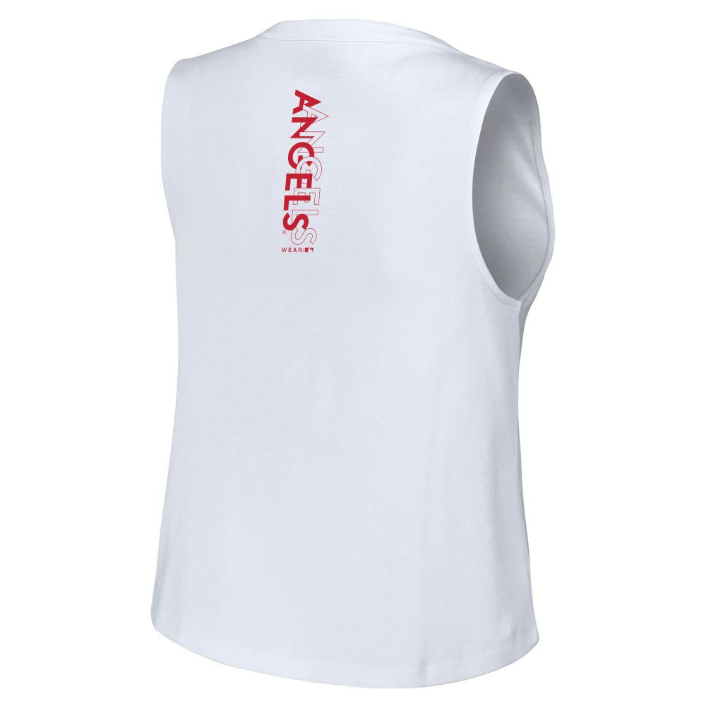 White Los Angeles Angels WEAR by Erin Andrews Women's Lace-Up Tank Top