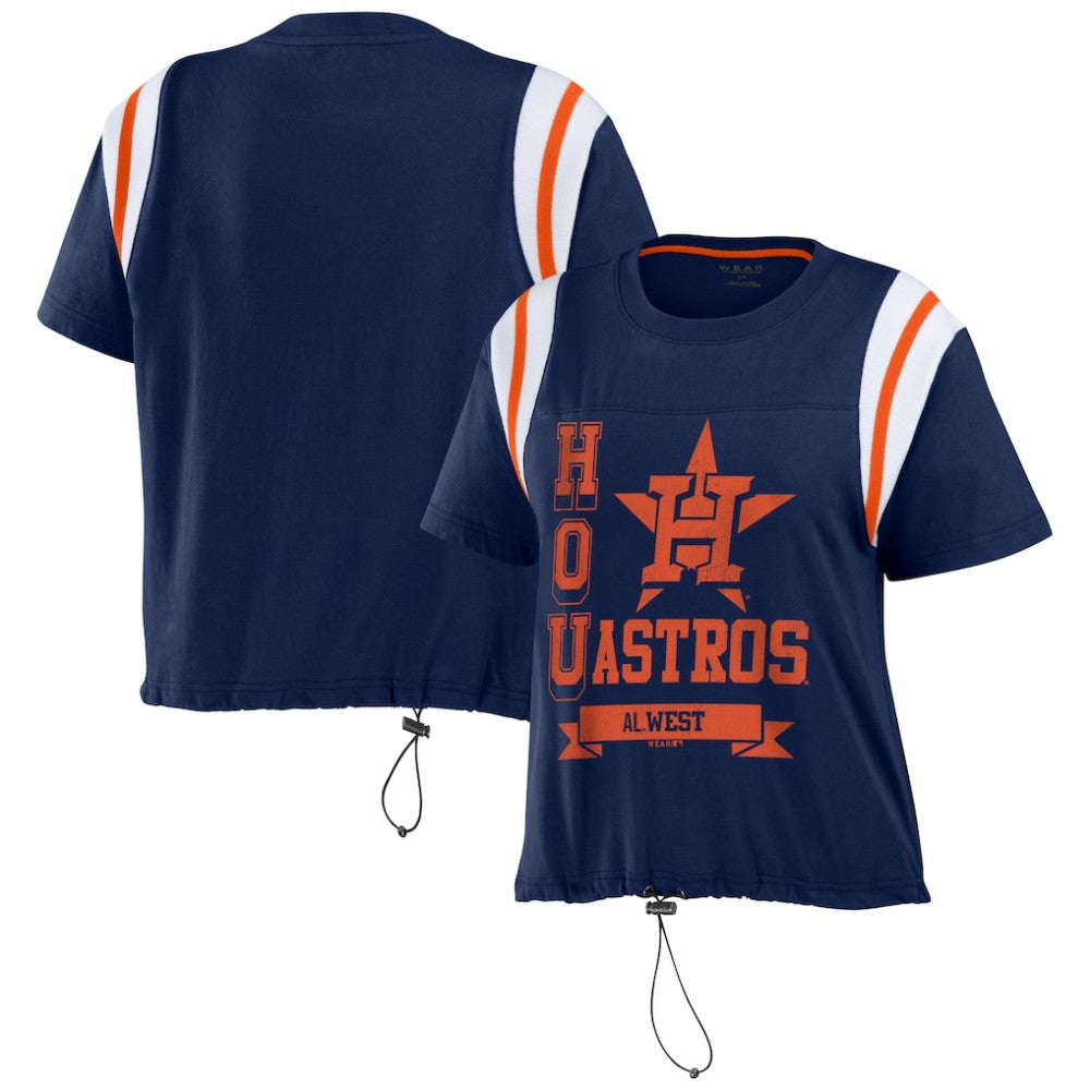 Navy Houston Astros WEAR by Erin Andrews Women's Cinched Colorblock T-Shirt