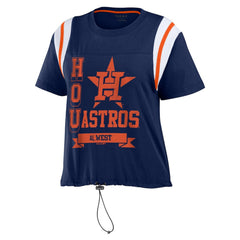Navy Houston Astros WEAR by Erin Andrews Women's Cinched Colorblock T-Shirt