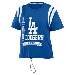 Royal Los Angeles Dodgers WEAR by Erin Andrews Women's Cinched Colorblock T-Shirt