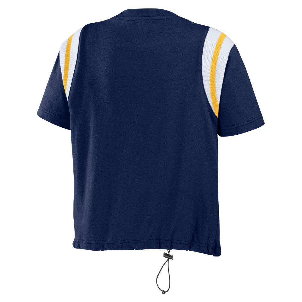 Navy Milwaukee Brewers WEAR by Erin Andrews Women's Cinched Colorblock T-Shirt
