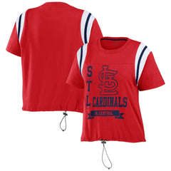 Red St. Louis Cardinals WEAR by Erin Andrews Women's Cinched Colorblock T-Shirt