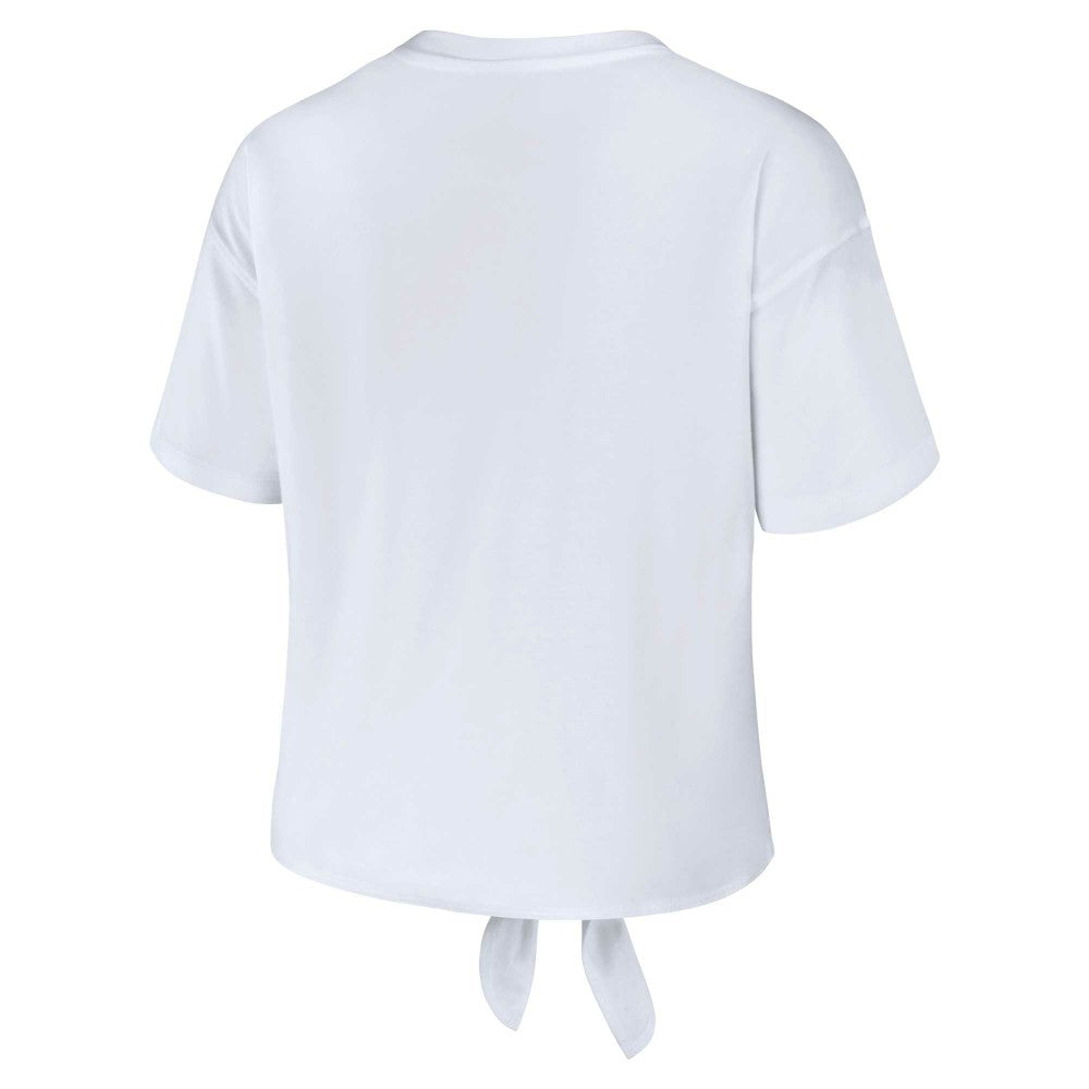 White Minnesota Twins WEAR by Erin Andrews Women's Front Tie T-Shirt