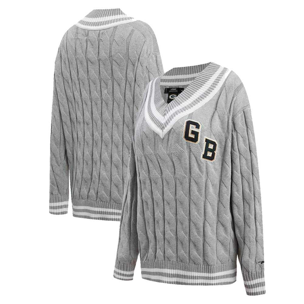 Pro Standard Women's Prep V-Neck Pullover Sweater - Green Bay Packers Pullover