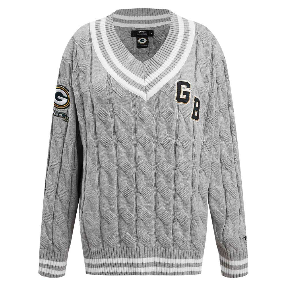 Pro Standard Women's Prep V-Neck Pullover Sweater - Green Bay Packers Pullover
