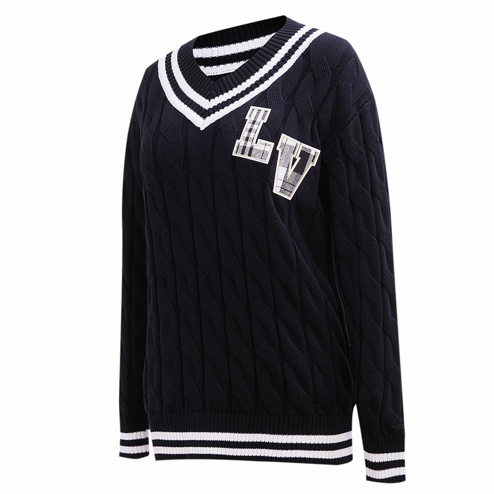 Pro Standard Women's Prep V-Neck Pullover Sweater - Las Vegas Raiders Pullover