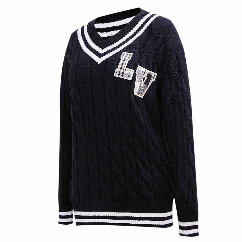 Pro Standard Women's Prep V-Neck Pullover Sweater - Las Vegas Raiders Pullover
