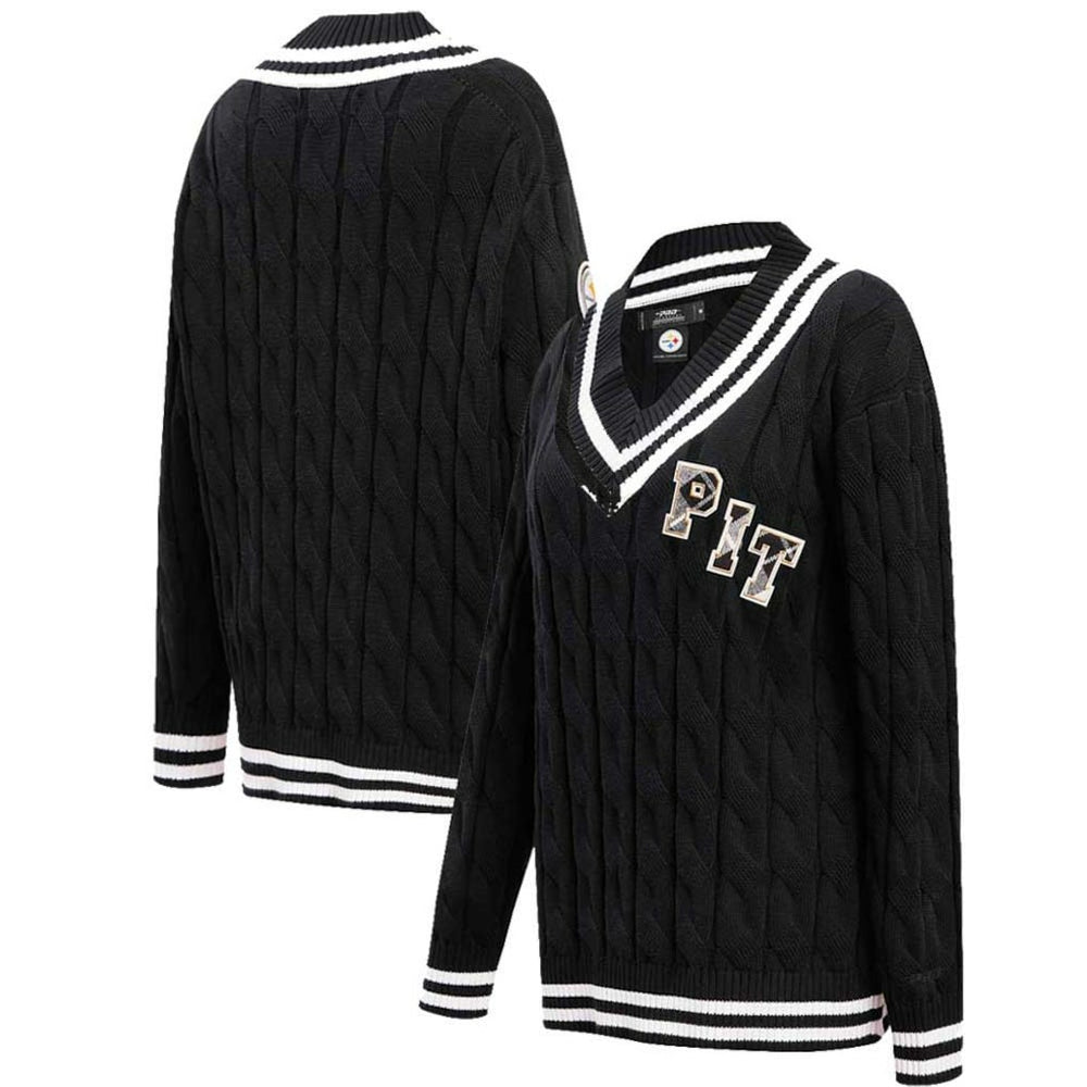 Pro Standard Women's Prep V-Neck Pullover Sweater - Pittsburgh Steelers Pullover