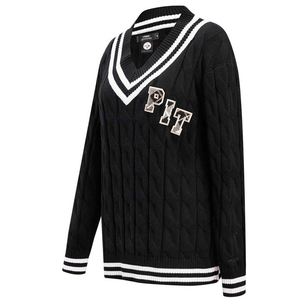 Pro Standard Women's Prep V-Neck Pullover Sweater - Pittsburgh Steelers Pullover