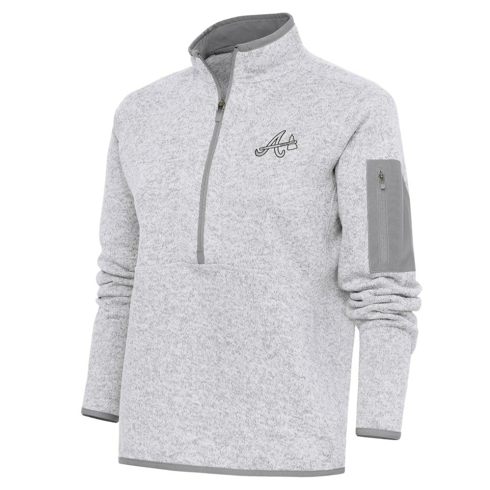 Heather Gray Atlanta Braves Antigua Women's Brushed Metallic Fortune Half-Zip Pullover Jacket