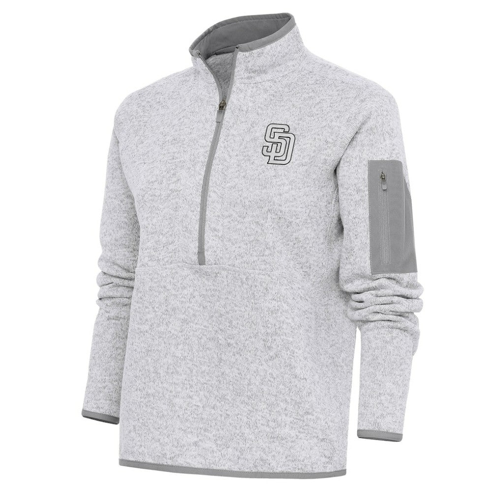 Heather Gray San Diego Padres Antigua Women's Brushed Metallic Fortune Half-Zip Pullover Jacket