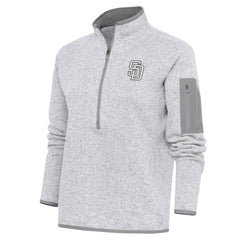 Heather Gray San Diego Padres Antigua Women's Brushed Metallic Fortune Half-Zip Pullover Jacket