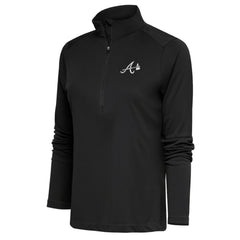 Gray Atlanta Braves Antigua Women's Brushed Metallic Tribute Half-Zip Pullover Top