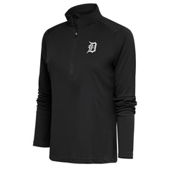 Gray Detroit Tigers Antigua Women's Brushed Metallic Tribute Half-Zip Pullover Top
