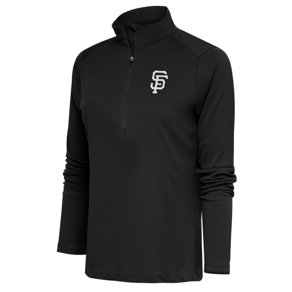 Gray San Francisco Giants Antigua Women's Brushed Metallic Tribute Half-Zip Pullover Top