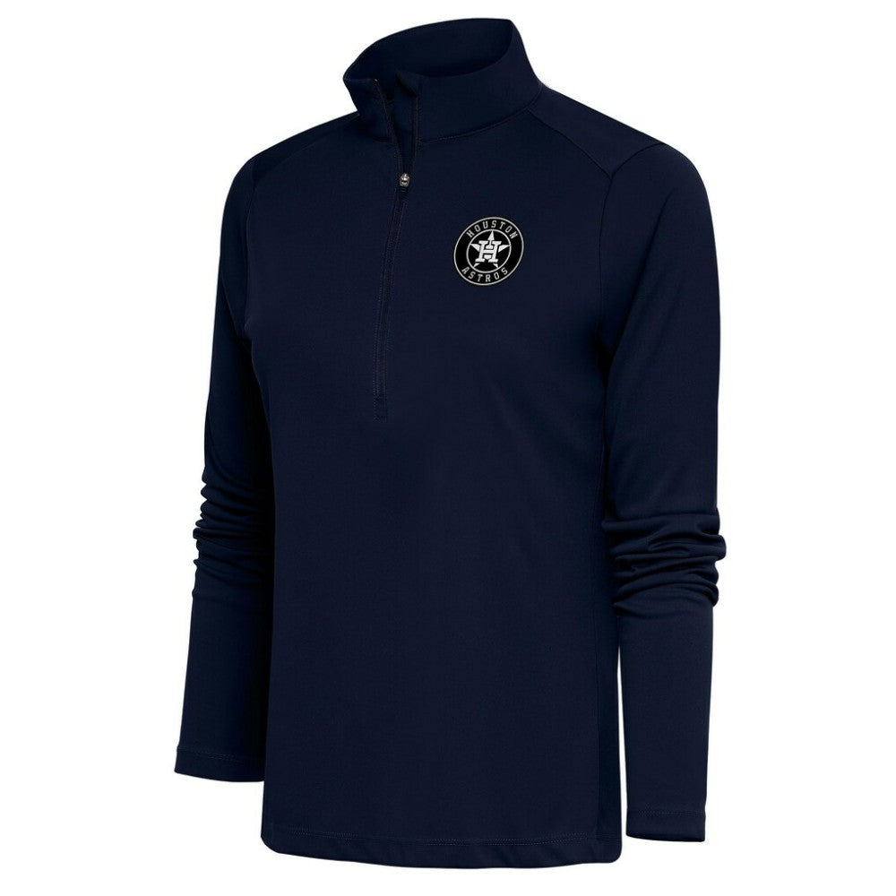 Navy Houston Astros Antigua Women's Brushed Metallic Tribute Half-Zip Pullover Top