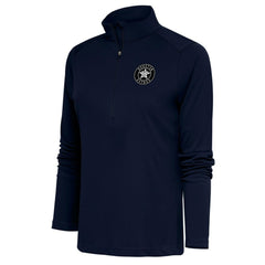 Navy Houston Astros Antigua Women's Brushed Metallic Tribute Half-Zip Pullover Top