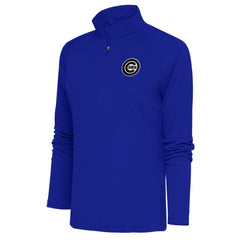 Royal Chicago Cubs Antigua Women's Brushed Metallic Tribute Half-Zip Pullover Top