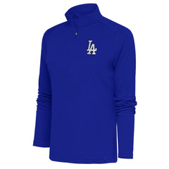 Royal Los Angeles Dodgers Antigua Women's Brushed Metallic Tribute Half-Zip Pullover Top