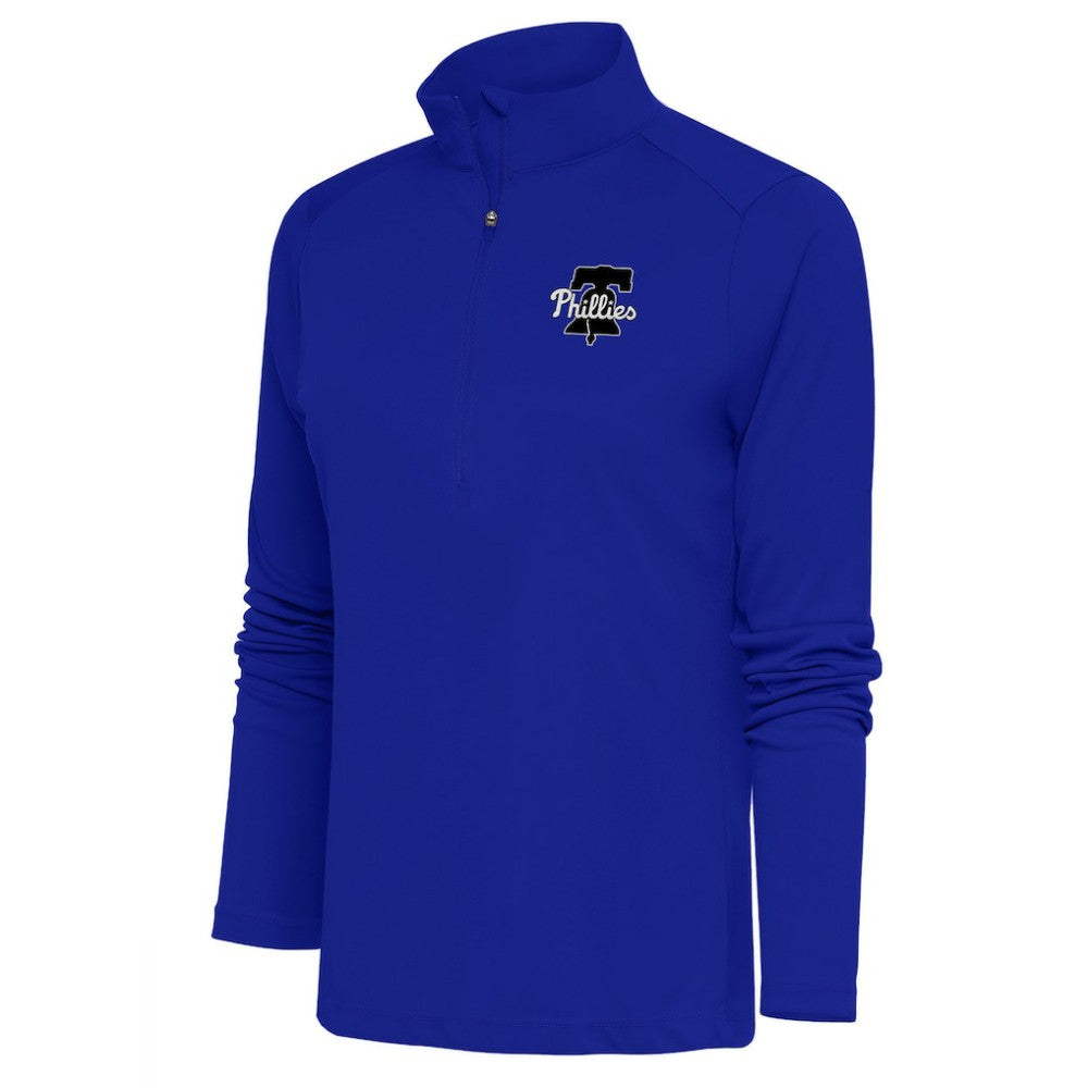 Royal Philadelphia Phillies Antigua Women's Brushed Metallic Tribute Half-Zip Pullover Top