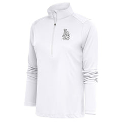 White Los Angeles Dodgers Antigua Women's Brushed Metallic Tribute Half-Zip Pullover Top