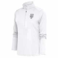 White New York Mets Antigua Women's Brushed Metallic Tribute Half-Zip Pullover Top