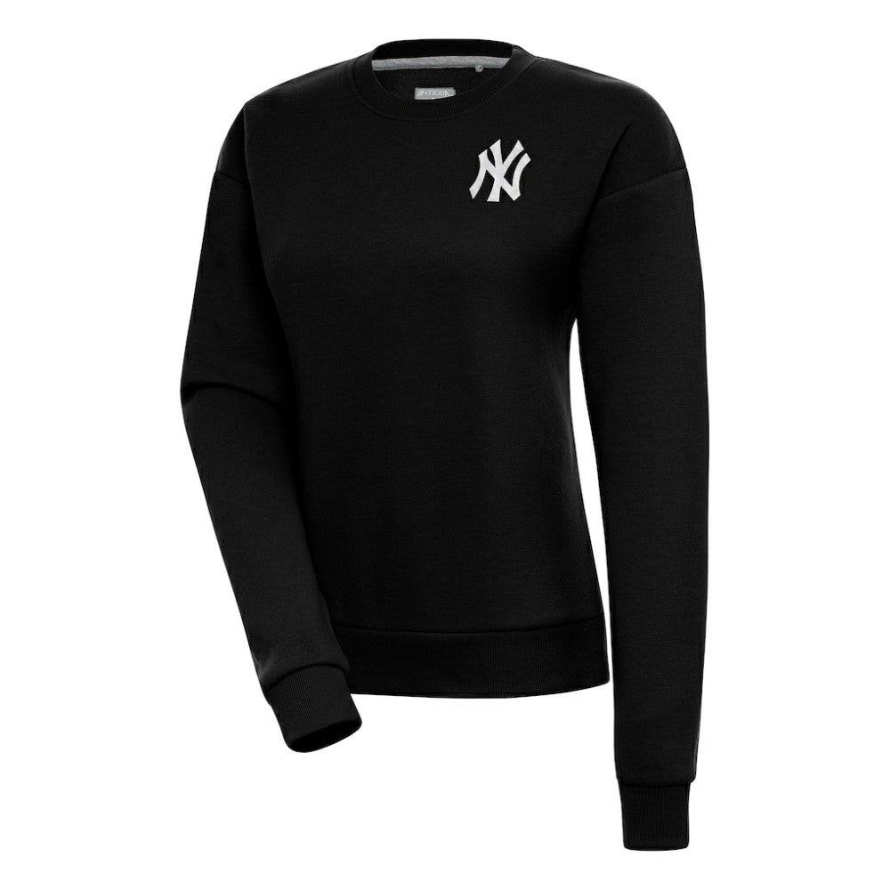Black New York Yankees Antigua Women's Brushed Metallic Victory Pullover Sweatshirt