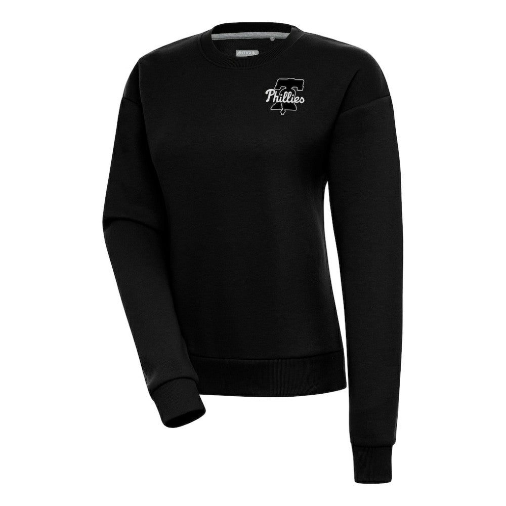 Black Philadelphia Phillies Antigua Women's Brushed Metallic Victory Pullover Sweatshirt