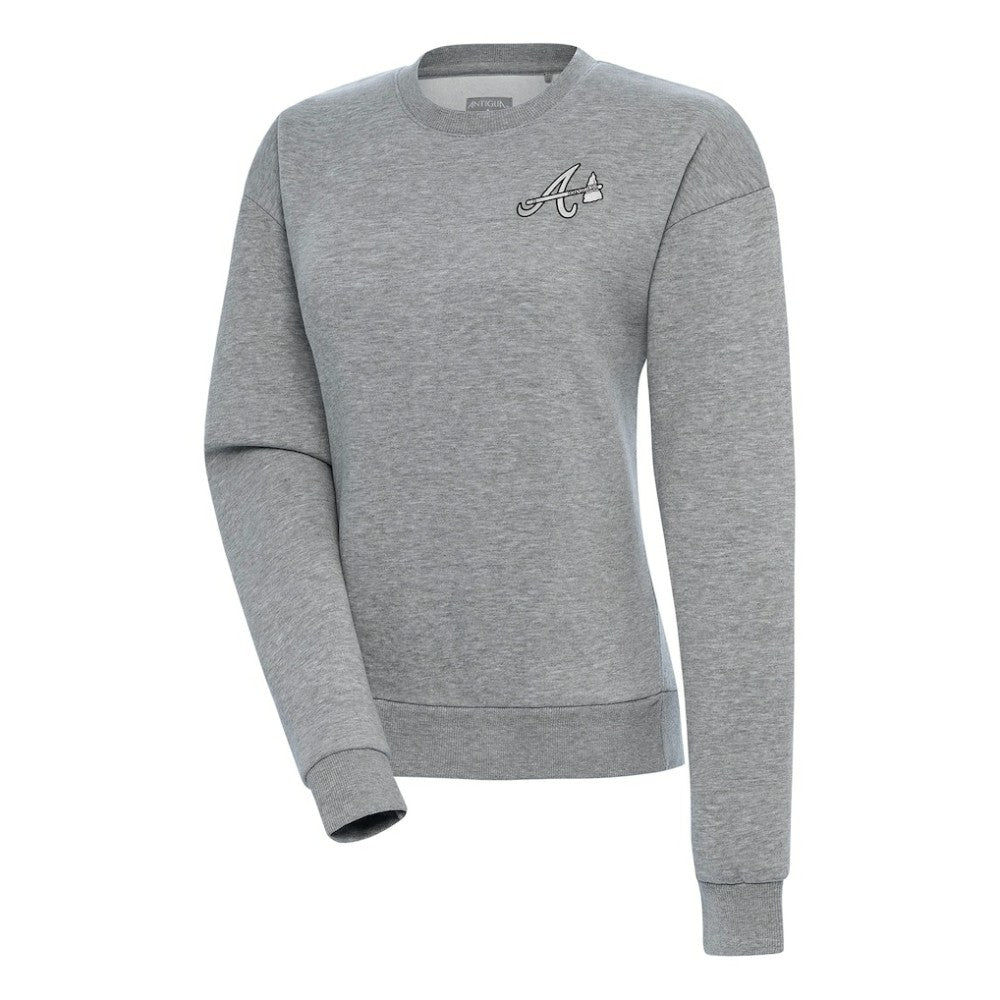 Heather Gray Atlanta Braves Antigua Women's Brushed Metallic Victory Pullover Sweatshirt