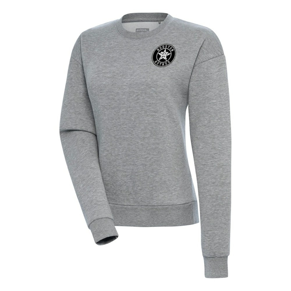 Heather Gray Houston Astros Antigua Women's Brushed Metallic Victory Pullover Sweatshirt