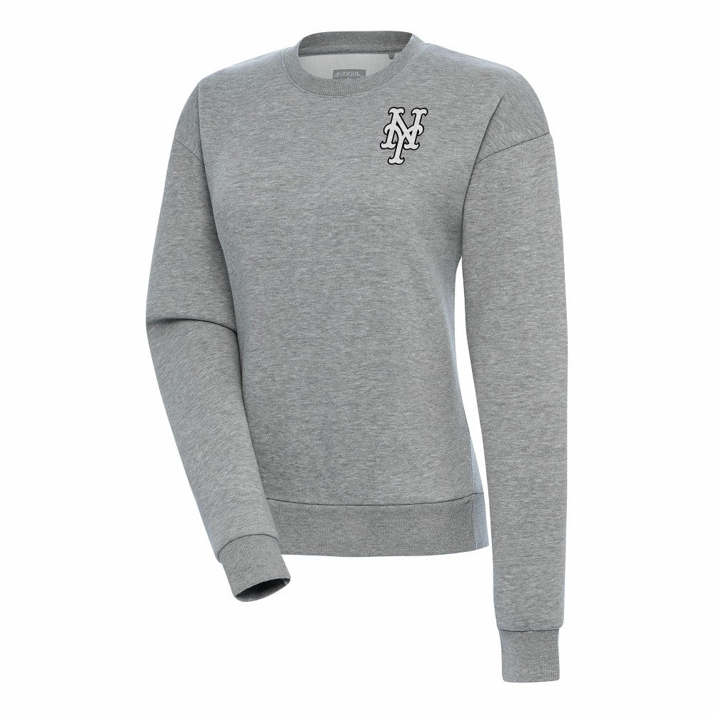 Heather Gray New York Mets Antigua Women's Brushed Metallic Victory Pullover Sweatshirt