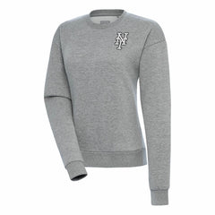 Heather Gray New York Mets Antigua Women's Brushed Metallic Victory Pullover Sweatshirt