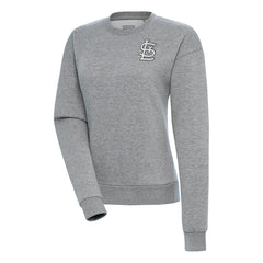 Heather Gray St. Louis Cardinals Antigua Women's Brushed Metallic Victory Pullover Sweatshirt