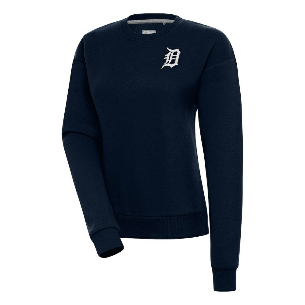Navy Detroit Tigers Antigua Women's Brushed Metallic Victory Pullover Sweatshirt