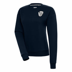 Navy Milwaukee Brewers Antigua Women's Brushed Metallic Victory Pullover Sweatshirt