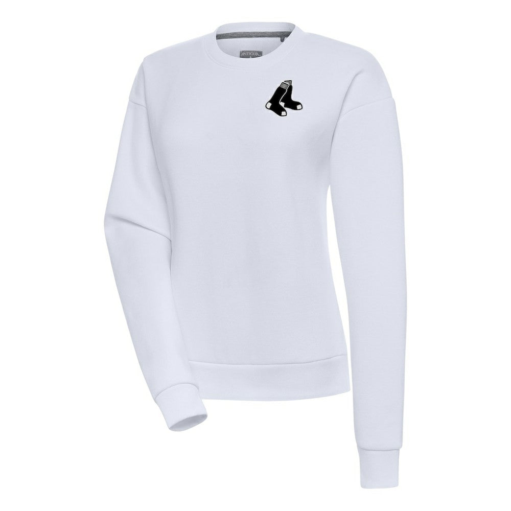 White Boston Red Sox Antigua Women's Brushed Metallic Victory Pullover Sweatshirt