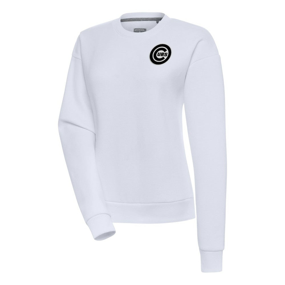 White Chicago Cubs Antigua Women's Brushed Metallic Victory Pullover Sweatshirt