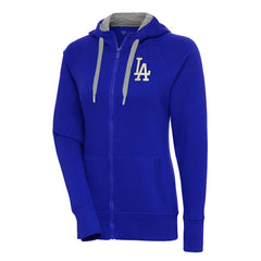 Royal Los Angeles Dodgers Antigua Women's Brushed Metallic Victory Full-Zip Hoodie