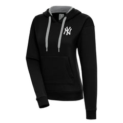 Black New York Yankees Antigua Women's Brushed Metallic Victory Pullover Hoodie