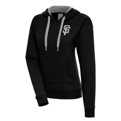 Black San Francisco Giants Antigua Women's Brushed Metallic Victory Pullover Hoodie