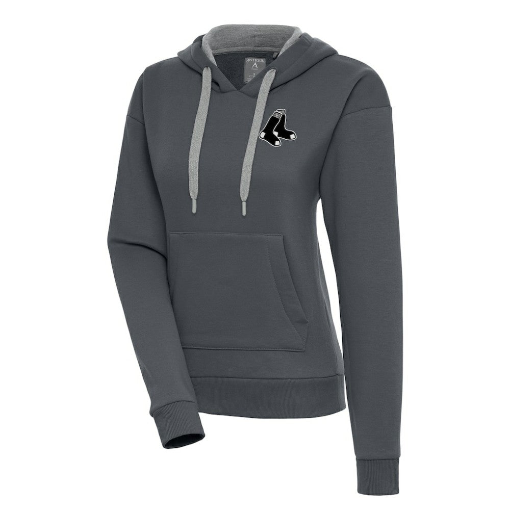 Charcoal Boston Red Sox Antigua Women's Brushed Metallic Victory Pullover Hoodie