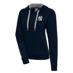 Navy New York Yankees Antigua Women's Brushed Metallic Victory Pullover Hoodie