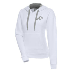 White Atlanta Braves Antigua Women's Brushed Metallic Victory Pullover Hoodie