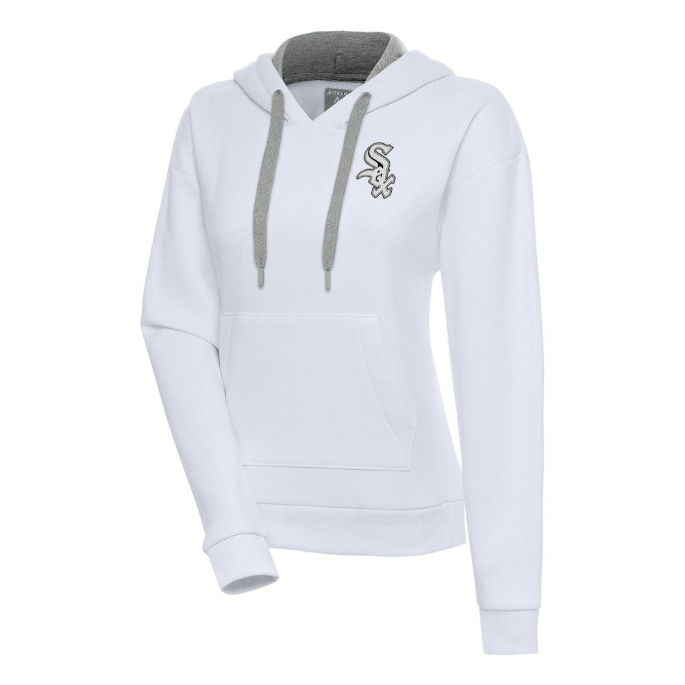 White Chicago White Sox Antigua Women's Brushed Metallic Victory Pullover Hoodie