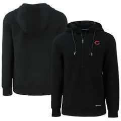 Black Cincinnati Reds Cutter & Buck Roam Eco Half-Zip Recycled Pullover Hoodie