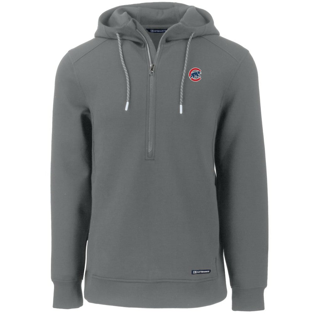 Gray Chicago Cubs Cutter & Buck Roam Eco Half-Zip Recycled Pullover Hoodie