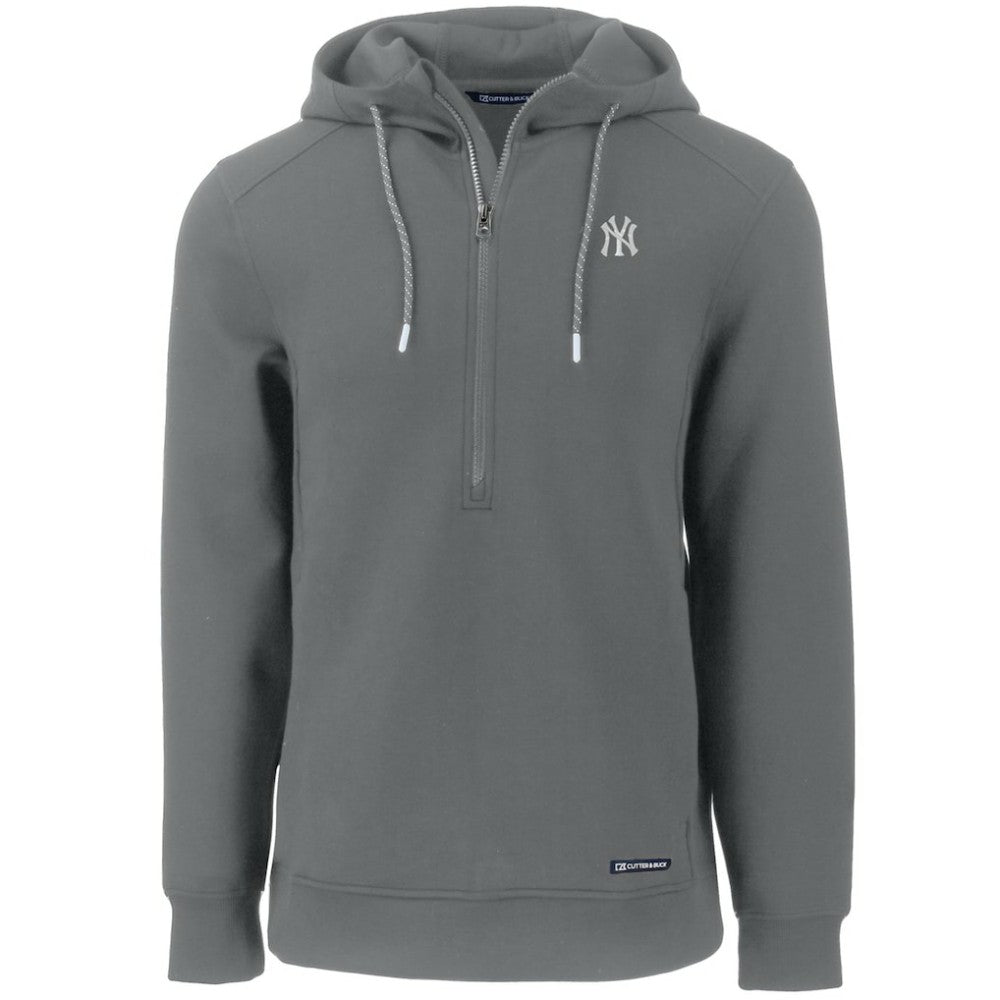 Gray New York Yankees Cutter & Buck Roam Eco Half-Zip Recycled Pullover Hoodie