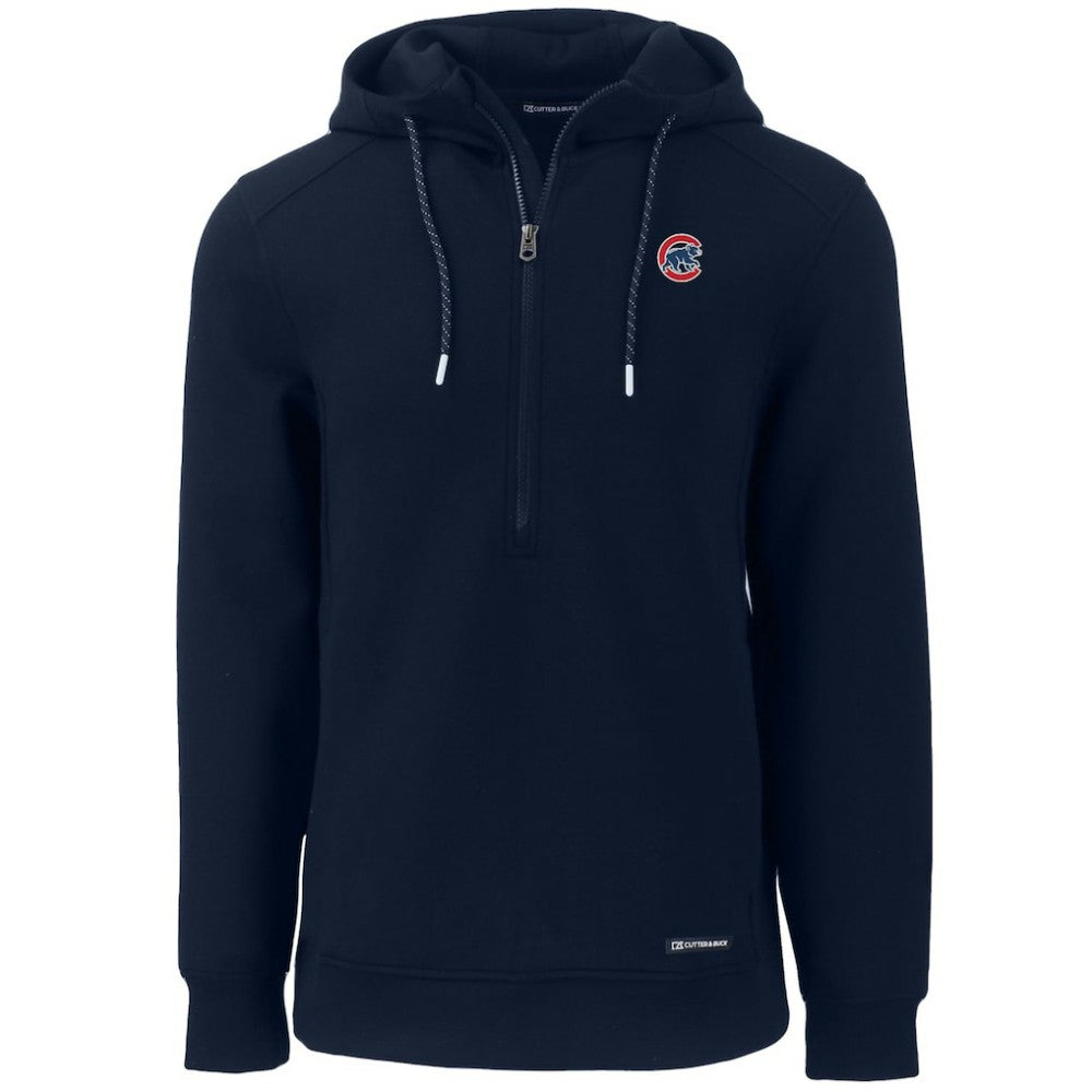Navy Chicago Cubs Cutter & Buck Roam Eco Half-Zip Recycled Pullover Hoodie