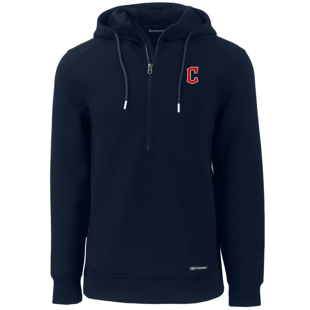 Navy Cleveland Guardians Cutter & Buck Roam Eco Half-Zip Recycled Pullover Hoodie