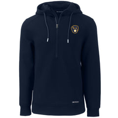 Navy Milwaukee Brewers Cutter & Buck Roam Eco Half-Zip Recycled Pullover Hoodie